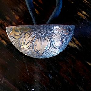 Hand engraved Copper Hair Concho, Made by hand in Montana